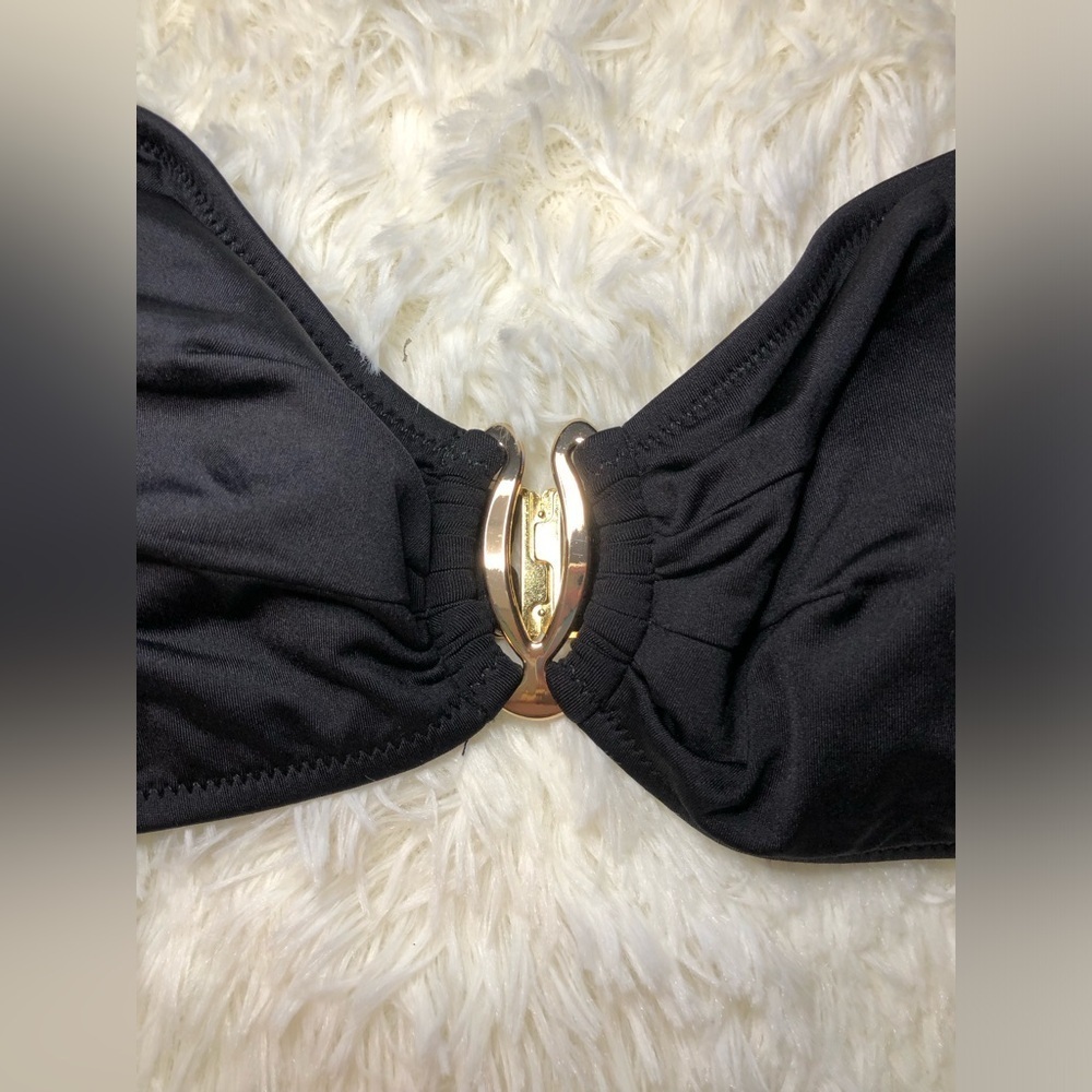 Venus Lascana Black Bikini Top with Gold Accent 38 C/D - Picture 3 of 11